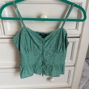 Wild Fable Green Smocked Tie Front Camisole
